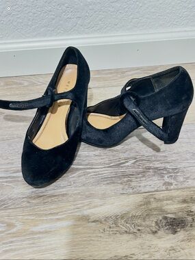 Black Suede Mary Jane Block Heel Pumps - Women